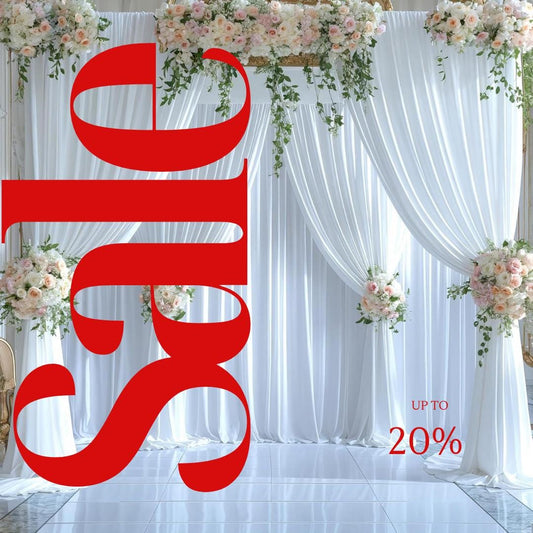 WHITE - Wrinkle Free Backdrop Curtains for Parties  - 4 Panels 5x15ft Silky Interlock Backdrop for Weddings Birthday Party Curtains