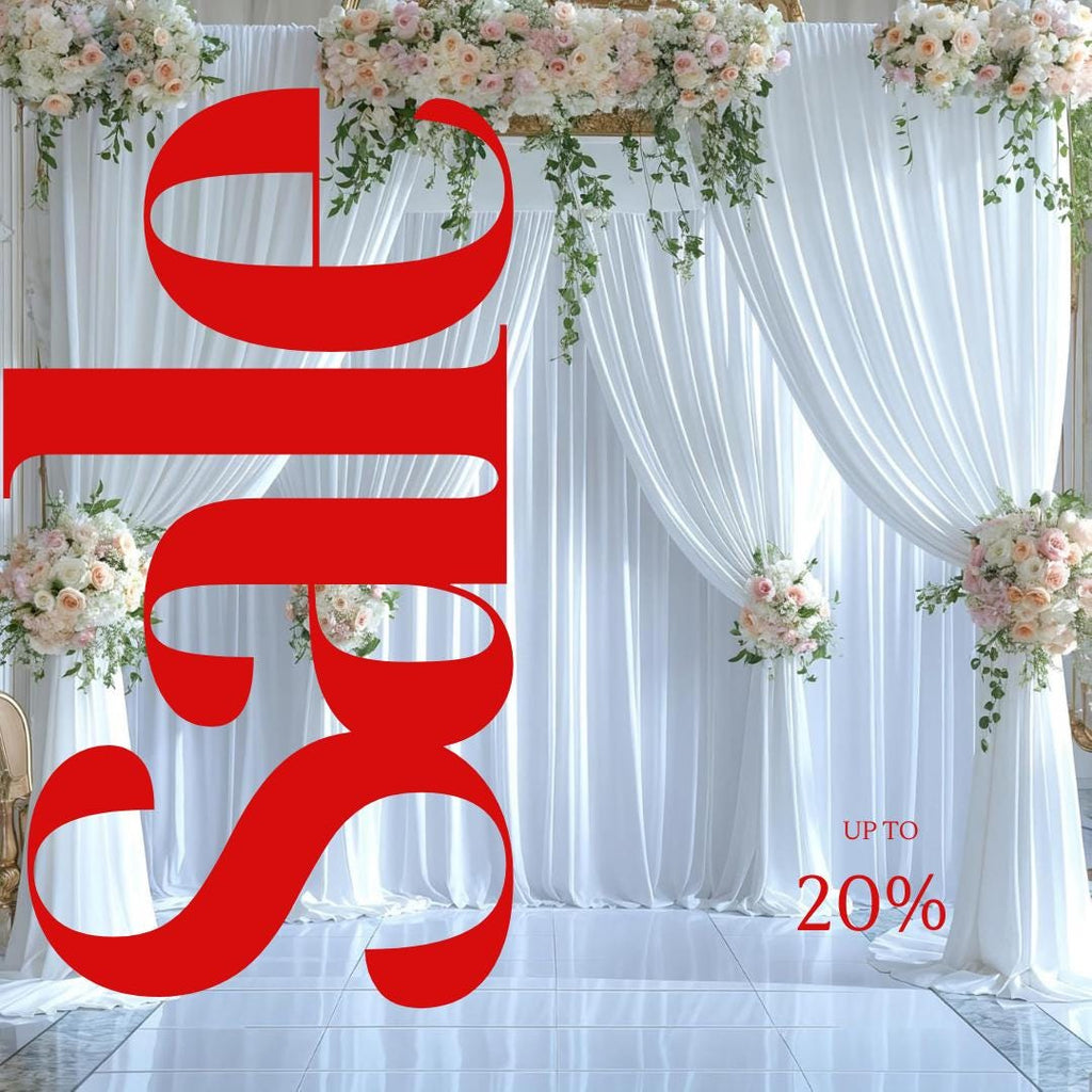 WHITE - 5Ft x 15 Ft Wrinkle Free Backdrop Curtains for Parties  - 4 Panels Silky Interlock Backdrop for Weddings Birthday Party Curtains