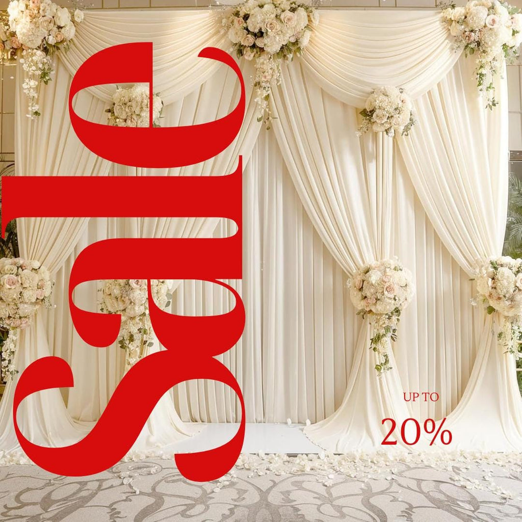 IVORY - 5Ft x 15Ft Wrinkle Free Backdrop Curtains for Parties  - 4 Panels Silky Interlock Backdrop for Weddings Birthday Party Curtains