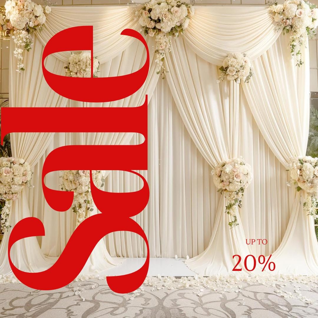 IVORY - 5Ft x 15Ft Wrinkle Free Backdrop Curtains for Parties  - 4 Panels Silky Interlock Backdrop for Weddings Birthday Party Curtains