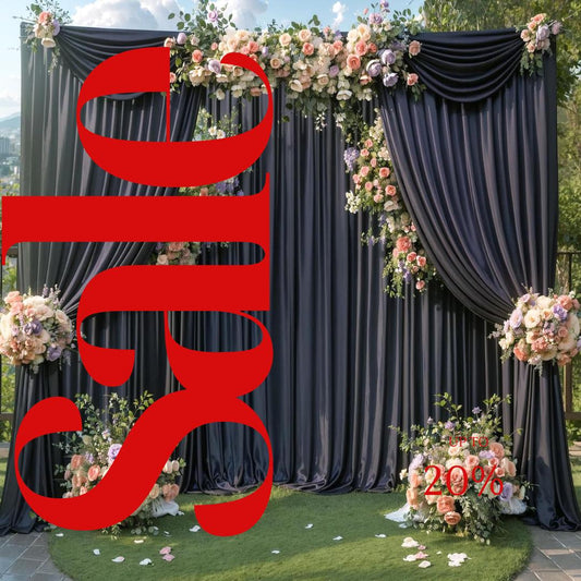 BLACK - Wrinkle Free Backdrop Curtains for Parties  - 4 Panels 5x15ft Silky Interlock Backdrop for Weddings Birthday Party Curtains