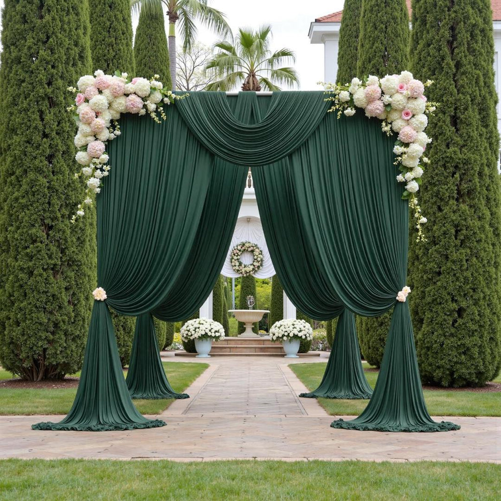 HUNTER - 5 Ft x 15 Ft Wrinkle Free Backdrop Curtains for Parties  - 4 Panels Silky Interlock Backdrop for Weddings Birthday Party Curtains