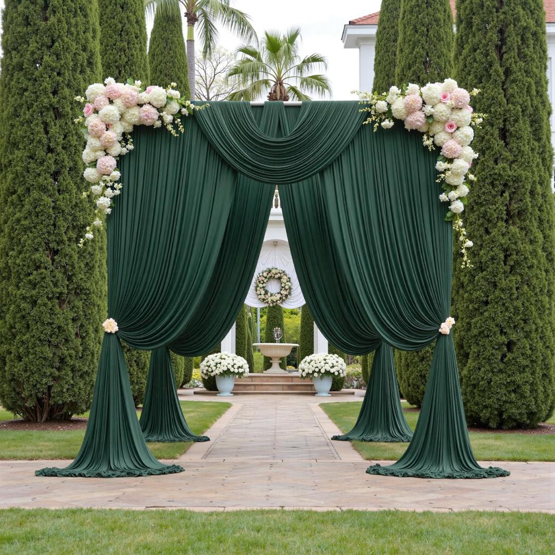 HUNTER - 5 Ft x 15 Ft Wrinkle Free Backdrop Curtains for Parties  - 4 Panels Silky Interlock Backdrop for Weddings Birthday Party Curtains