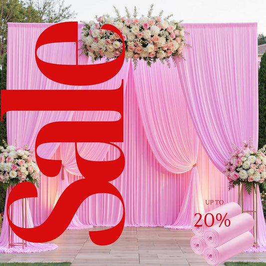 PINK - Wrinkle Free Backdrop Curtains for Parties  - 4 Panels 5x15ft Silky Interlock Backdrop for Weddings Birthday Party Curtains