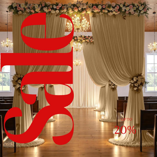 CHAMPAGNE - Wrinkle Free Backdrop Curtains for Parties  - 4 Panels 5x15ft Silky Interlock Backdrop for Weddings Birthday Party Curtains