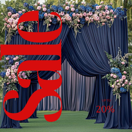 NAVY BLUE - Wrinkle Free Backdrop Curtains for Parties  - 4 Panels 5x15ft Silky Interlock Backdrop for Weddings Birthday Party Curtains