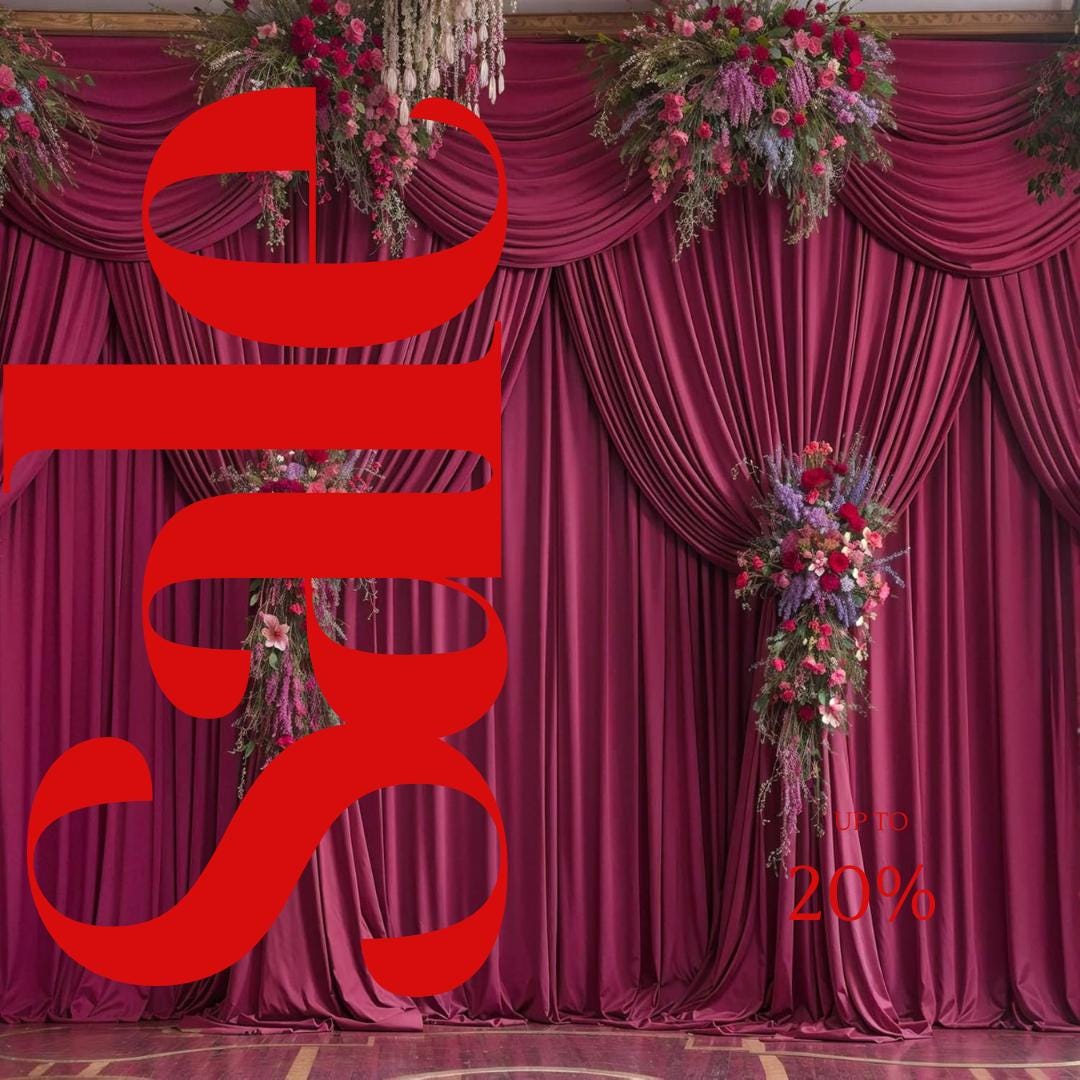 BURGUNDY - Wrinkle Free Backdrop Curtains for Parties  - 10 Panels 5x10ft Silky Interlock Backdrop for Weddings Birthday Party Curtains