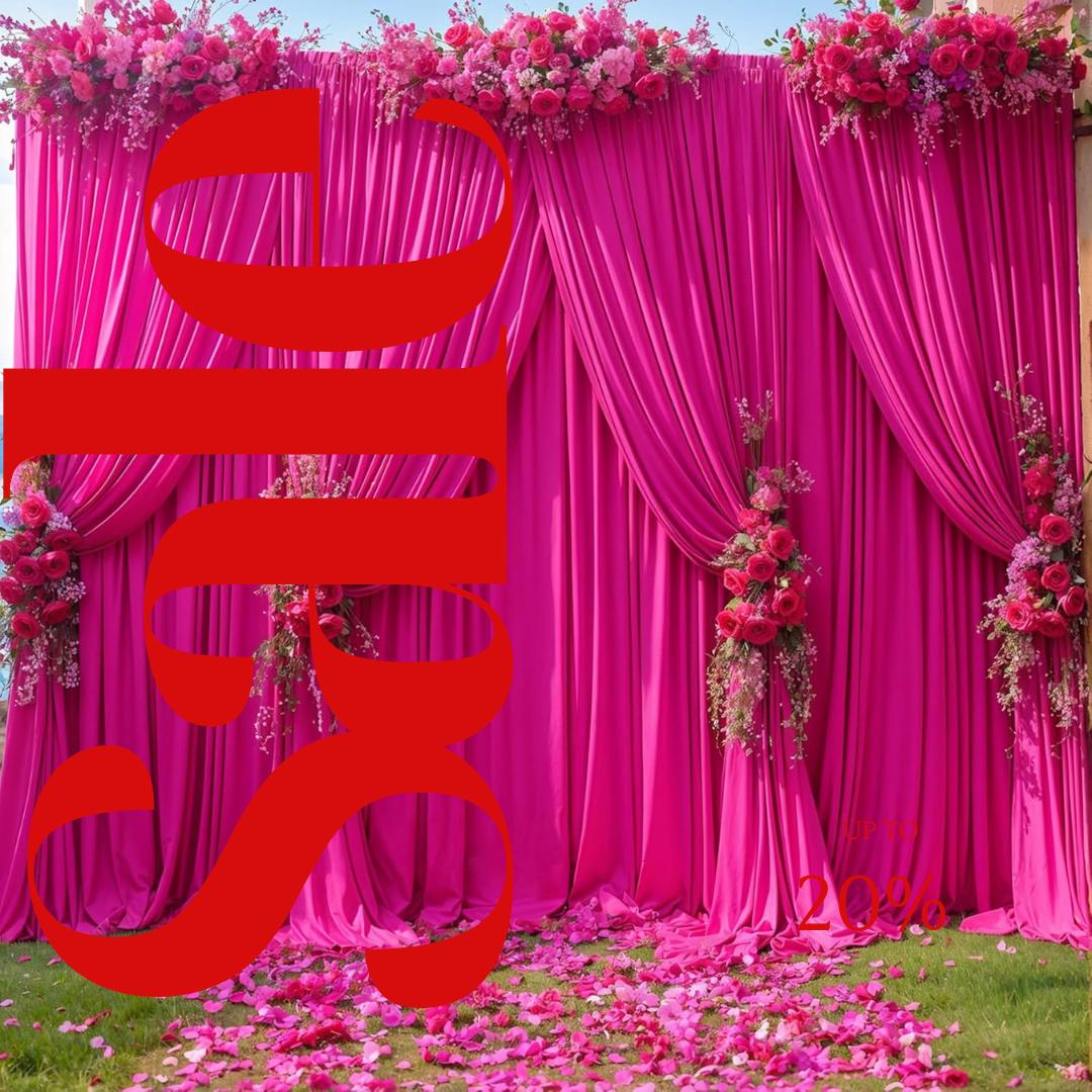 FUCHSIA - 5Ft x 15Ft Wrinkle Free Backdrop Curtains for Parties  - 4 Panels Silky Interlock Backdrop for Weddings Birthday Party Curtains