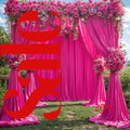FUCHSIA - 5Ft x 15Ft Wrinkle Free Backdrop Curtains for Parties  - 4 Panels Silky Interlock Backdrop for Weddings Birthday Party Curtains