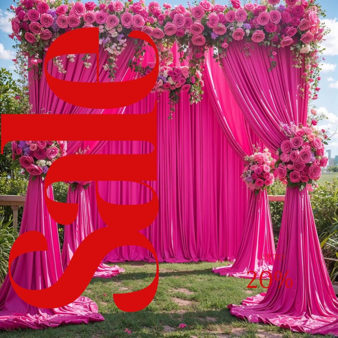 FUCHSIA - 5Ft x 15Ft Wrinkle Free Backdrop Curtains for Parties  - 4 Panels Silky Interlock Backdrop for Weddings Birthday Party Curtains