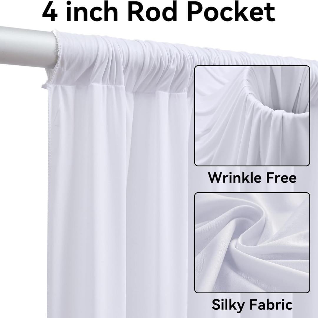 WHITE - 5' x 40 Ft Ceiling Drapes for Wedding Parties, Wrinkle Free Interlock Canopy Tent Draping Ceiling Curtains Arch Drapery for Events