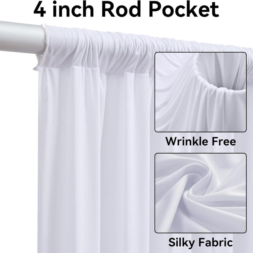 WHITE - 5' x 33 Ft Ceiling Drapes for Wedding Parties, Wrinkle Free Interlock Canopy Tent Draping Ceiling Curtains Arch Drapery for Events