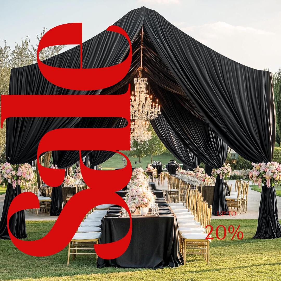 BLACK - 5' x 40 Ft Ceiling Drapes for Wedding Parties, Wrinkle Free Interlock Canopy Tent Draping Ceiling Curtains Arch Drapery for Events