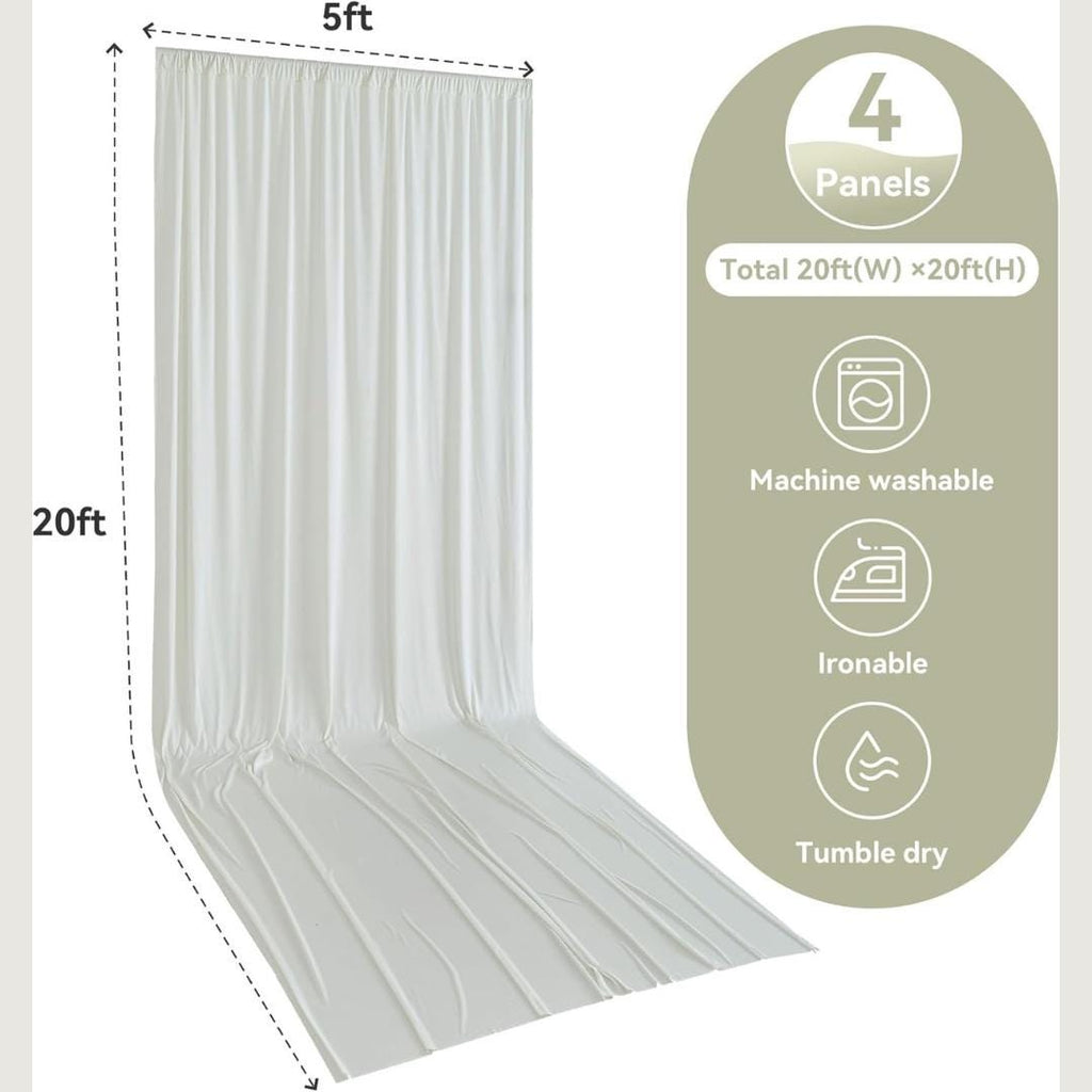 IVORY - 5' x 21 Ft Ceiling Drapes for Wedding Parties, Wrinkle Free Interlock Canopy Tent Draping Ceiling Curtains Arch Drapery for Events
