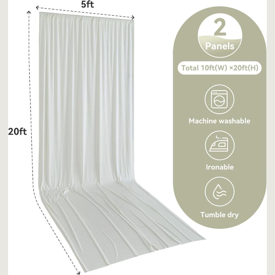 IVORY - 5' x 21 Ft Ceiling Drapes for Wedding Parties, Wrinkle Free Interlock Canopy Tent Draping Ceiling Curtains Arch Drapery for Events