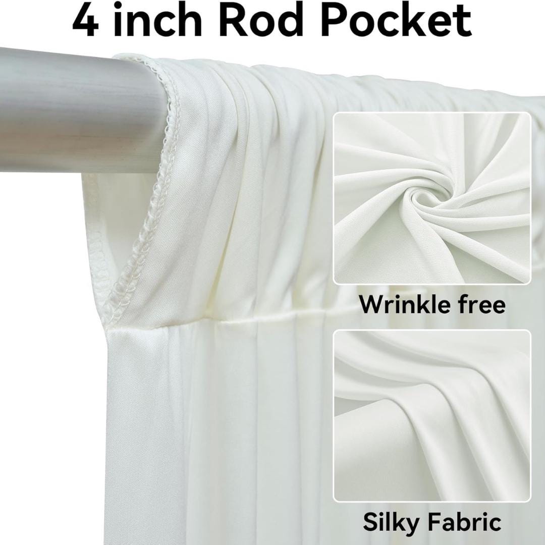 IVORY - 5' x 33 Ft Ceiling Drapes for Wedding Parties, Wrinkle Free Interlock Canopy Tent Draping Ceiling Curtains Arch Drapery for Events