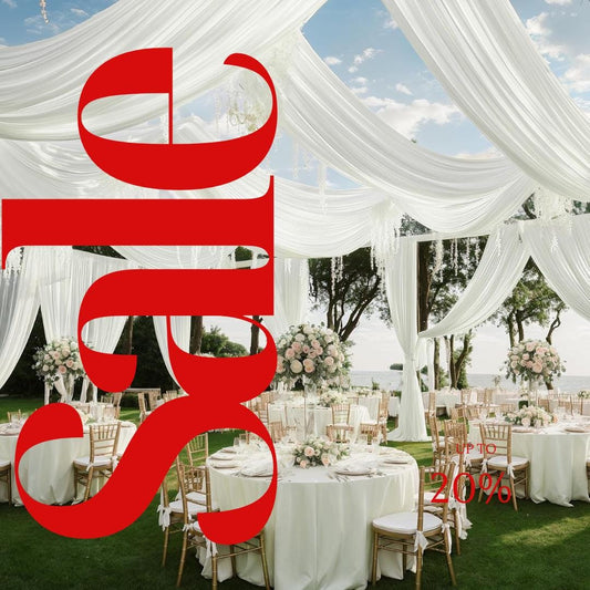 IVORY - 5' x 33 Ft Ceiling Drapes for Wedding Parties, Wrinkle Free Interlock Canopy Tent Draping Ceiling Curtains Arch Drapery for Events