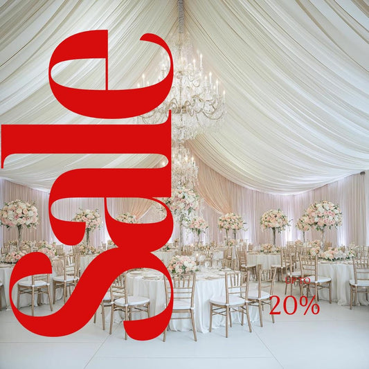 IVORY - 5' x 40 Ft Ceiling Drapes for Wedding Parties, Wrinkle Free Interlock Canopy Tent Draping Ceiling Curtains Arch Drapery for Events