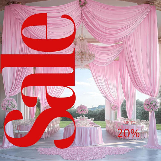 PINK - 5' x 40 Ft Ceiling Drapes for Wedding Parties, Wrinkle Free Interlock Canopy Tent Draping Ceiling Curtains Arch Drapery for Events