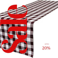 14" Wide Polyester Poplin Gingham, Checkered, Plaid Table Runner (White & Burgundy , 14" Wide x 90" Long) for Party Sweetest Day Wedding