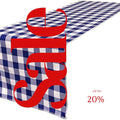 14" Wide Polyester Poplin Gingham, Checkered, Plaid Table Runner (White & Royal Blue , 14" Wide x 90" Long) for Party Sweetest Day Wedding