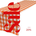14" Wide Polyester Poplin Gingham, Checkered, Plaid Table Runner (White & Orange , 14" Wide x 90" Long) for Party Sweetest Day Wedding