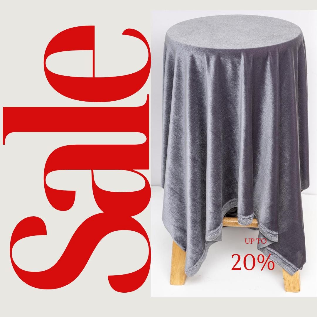 Velvet Tablecloth - CHARCOAL -  Luxurious Elegant Table Cover in Beautiful for Weddings, Parties, Baby Showers and Events. Choose Size Below
