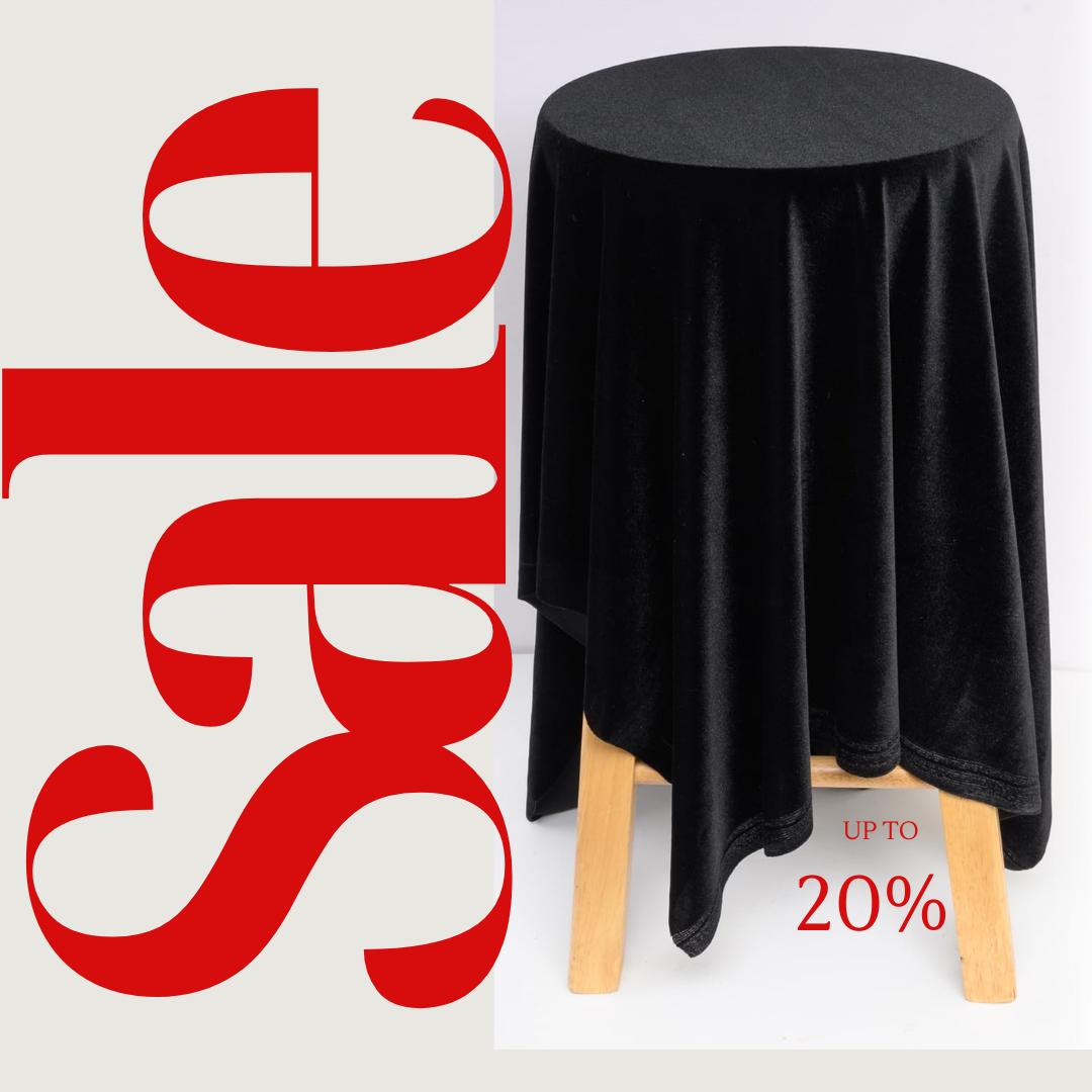 Velvet Tablecloth - BLACK -  Luxurious Elegant Table Cover in Beautiful for Weddings, Parties, Baby Showers and Events. Choose Size Below