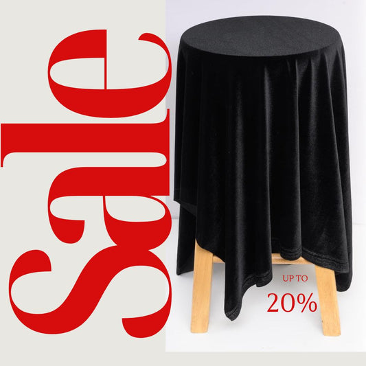 Velvet Tablecloth - BLACK -  Luxurious Elegant Table Cover in Beautiful for Weddings, Parties, Baby Showers and Events. Choose Size Below