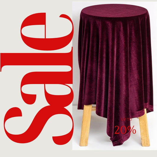 Velvet Tablecloth - BURGUNDY -  Luxurious Elegant Table Cover in Beautiful for Weddings, Parties, Baby Showers and Events. Choose Size Below