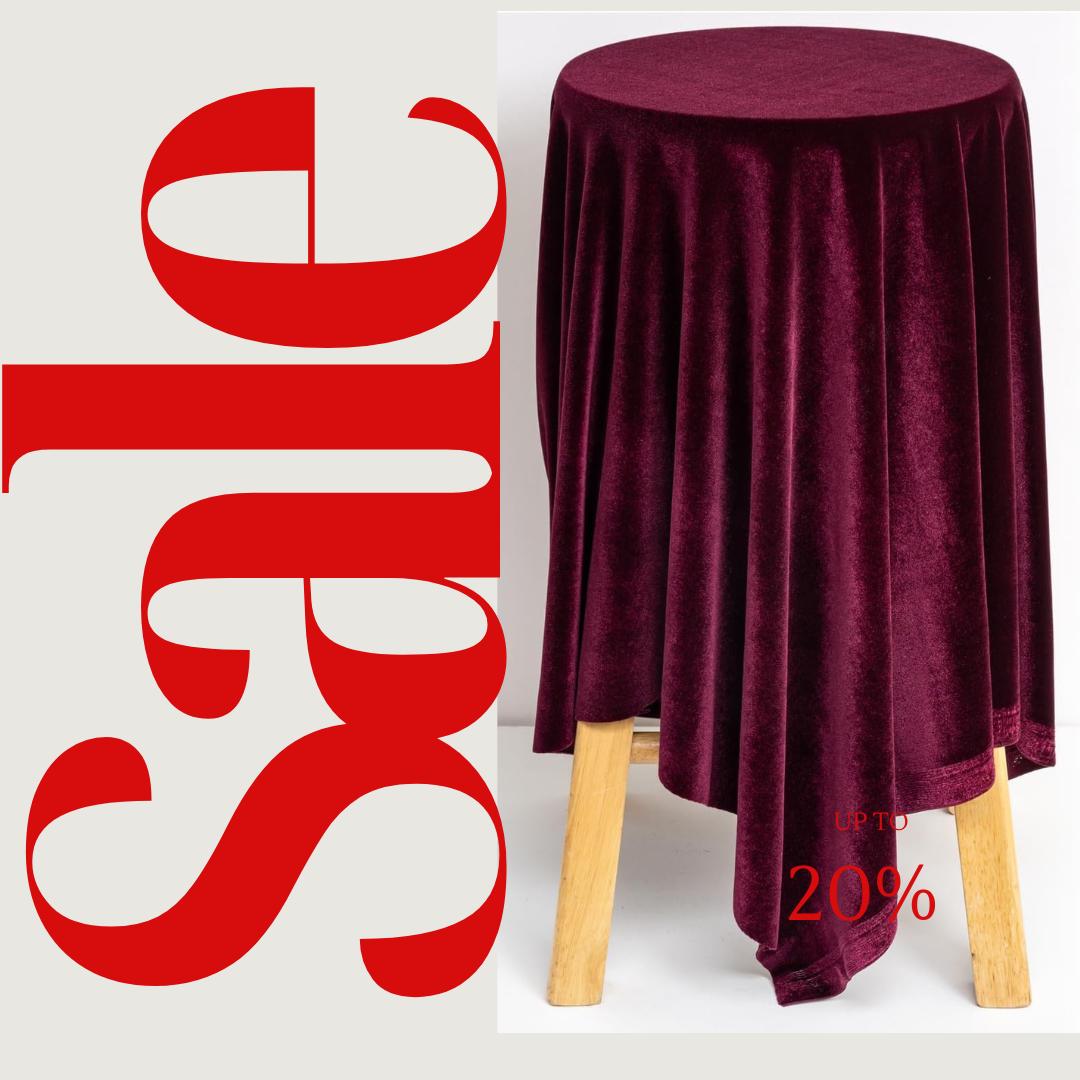 Stretch Velvet Tablecloth - BURGUNDY - Luxurious Elegant Table Cover in Beautiful for Weddings Parties, Baby Showers and Events. Choose Size