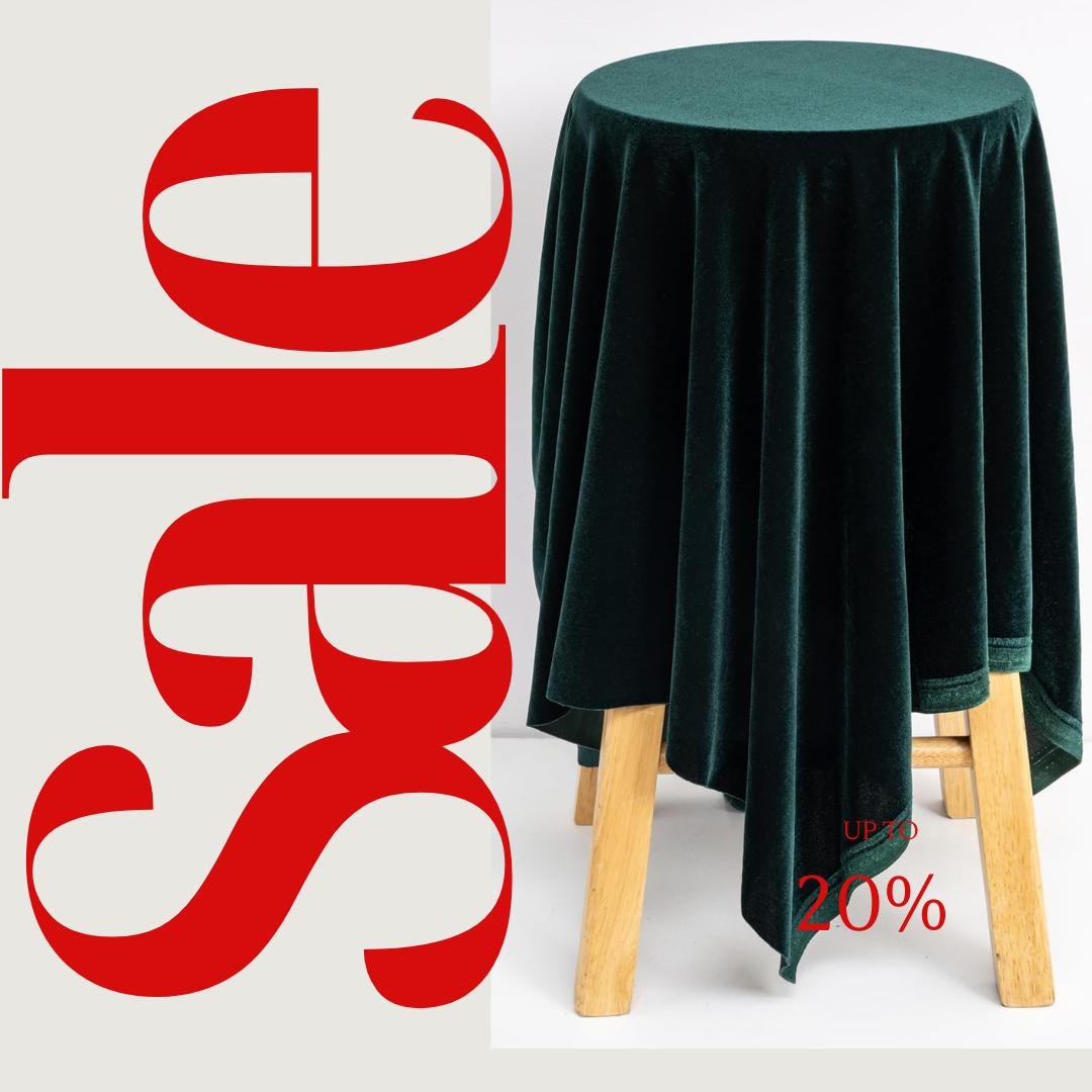 Velvet Tablecloth - HUNTER -  Luxurious Elegant Table Cover in Beautiful for Weddings, Parties, Baby Showers and Events. Choose Size Below