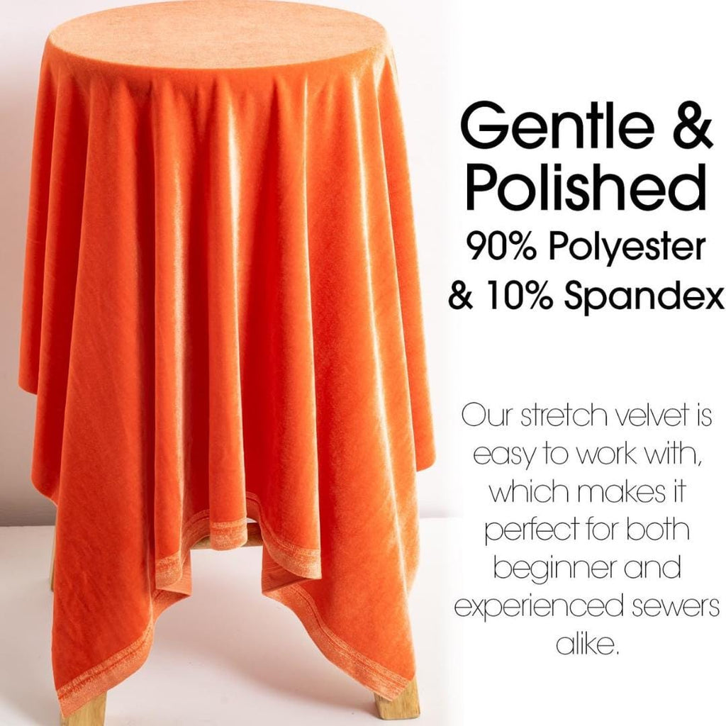 Stretch Velvet Tablecloth - ORANGE -  Luxurious Elegant Table Cover in Beautiful for Weddings, Parties, Baby Showers and Events. Choose Size