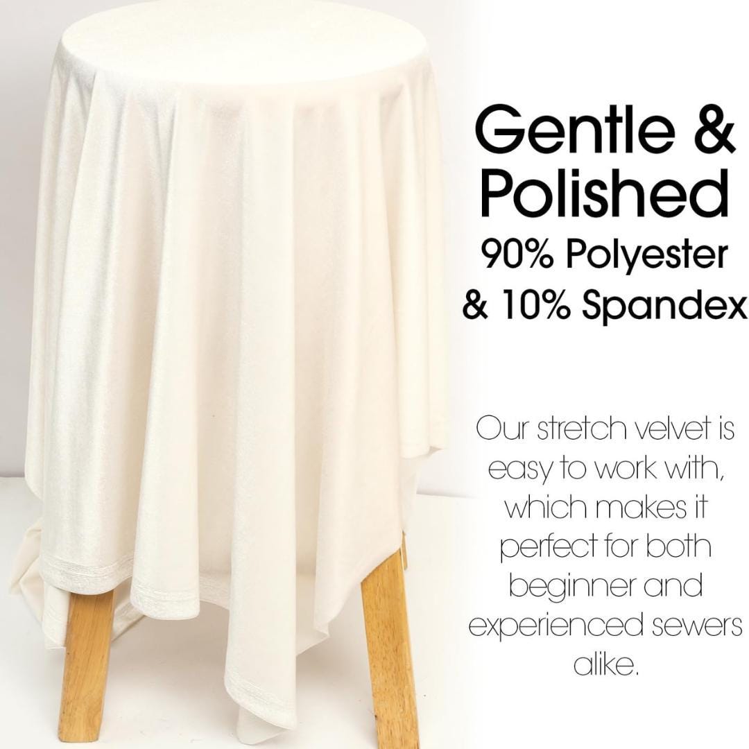 Stretch Velvet Tablecloth - IVORY -  Luxurious Elegant Table Cover in Beautiful for Weddings, Parties, Baby Showers and Events. Choose Size