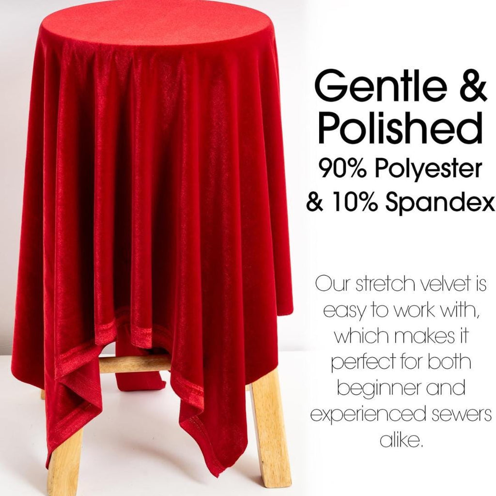 Stretch Velvet Tablecloth - RED -  Luxurious Elegant Table Cover in Beautiful for Weddings, Parties, Baby Showers and Events. Choose Size