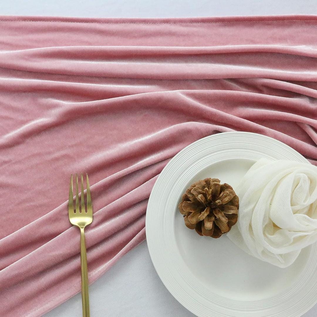 3 Pack - LT PINK - Luxurious Wedding Reception Decorations Soft Velvet Fabric for Party Wedding Anniversary Valentines Day Runners.