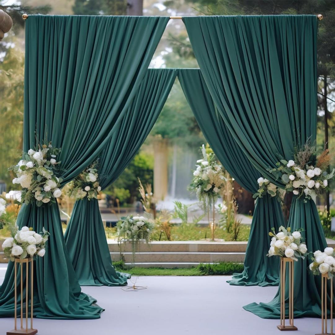 HUNTER - Wrinkle Free Backdrop Curtains for Parties  - 10 Panels 5x10ft Silky Interlock Backdrop for Weddings Birthday Party Curtains