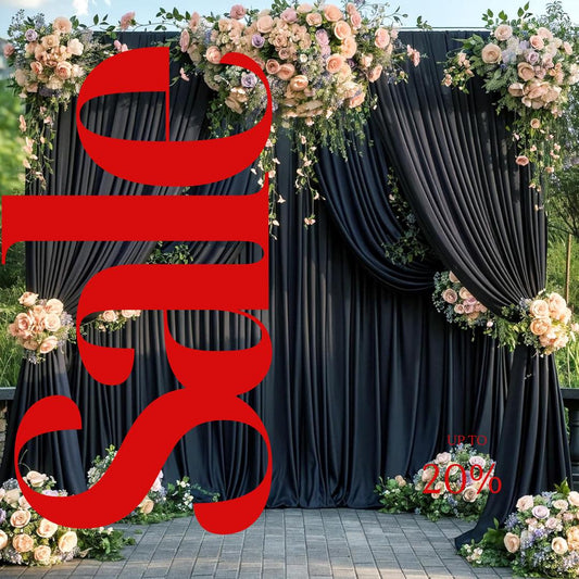 BLACK - Wrinkle Free Backdrop Curtains for Parties  - 10 Panels 5x10ft Silky Interlock Backdrop for Weddings Birthday Party Curtains
