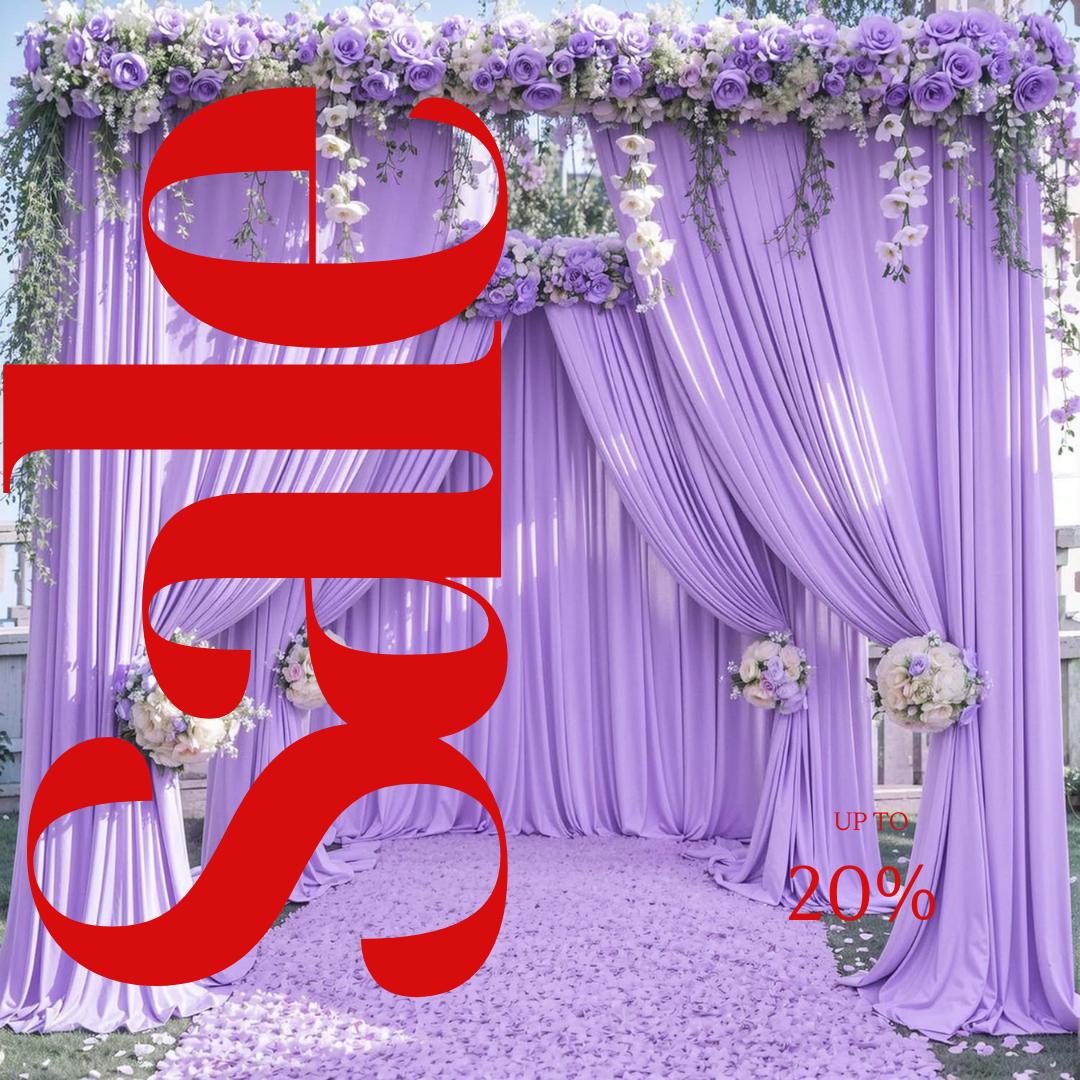 LAVENDER - 5 Ft x 15 Ft Wrinkle Free Backdrop Curtains for Parties  - 4 Panels Silky Interlock Backdrop for Weddings Birthday Party Curtains