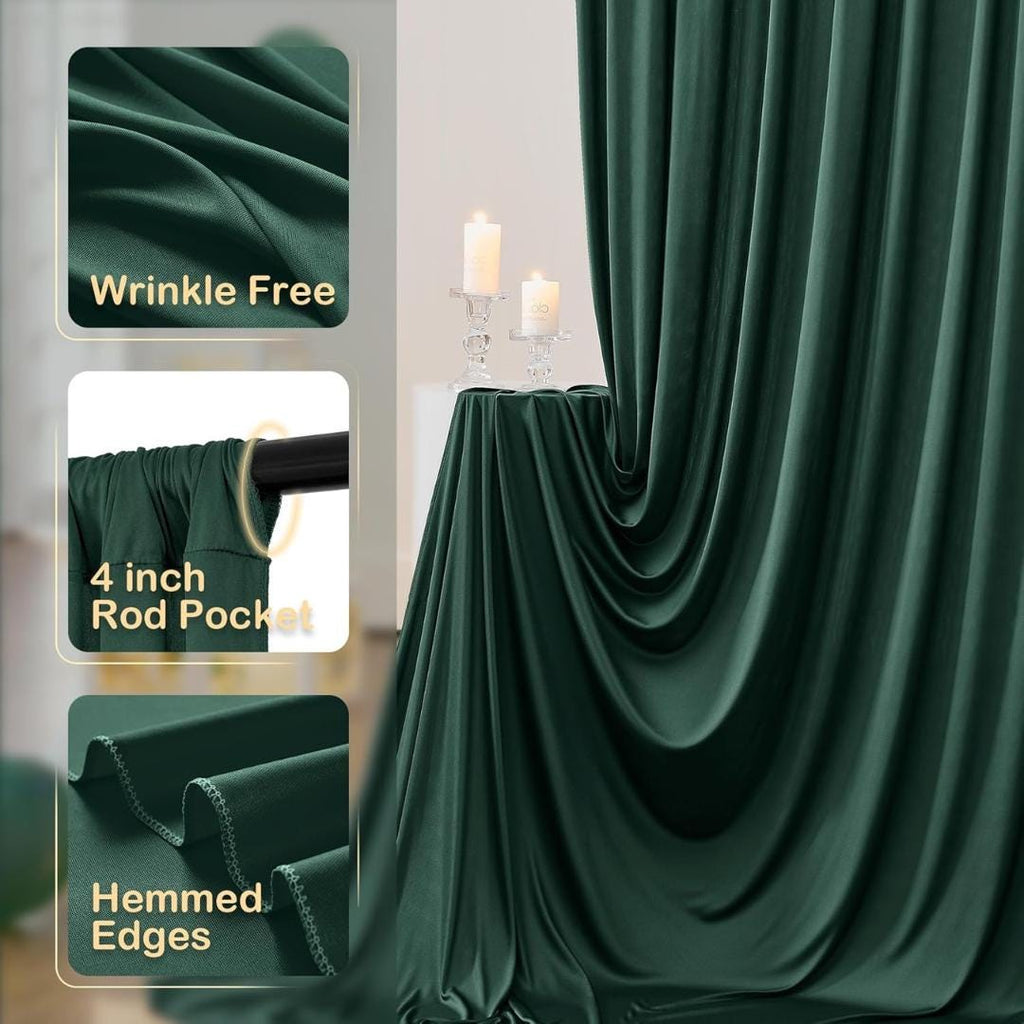 HUNTER - 5 Ft x 15 Ft Wrinkle Free Backdrop Curtains for Parties  - 4 Panels Silky Interlock Backdrop for Weddings Birthday Party Curtains