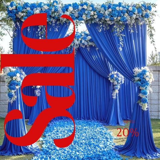 ROYAL BLUE - Wrinkle Free Backdrop Curtains for Parties  - 4 Panels 5x15ft Silky Interlock Backdrop for Weddings Birthday Party Curtains