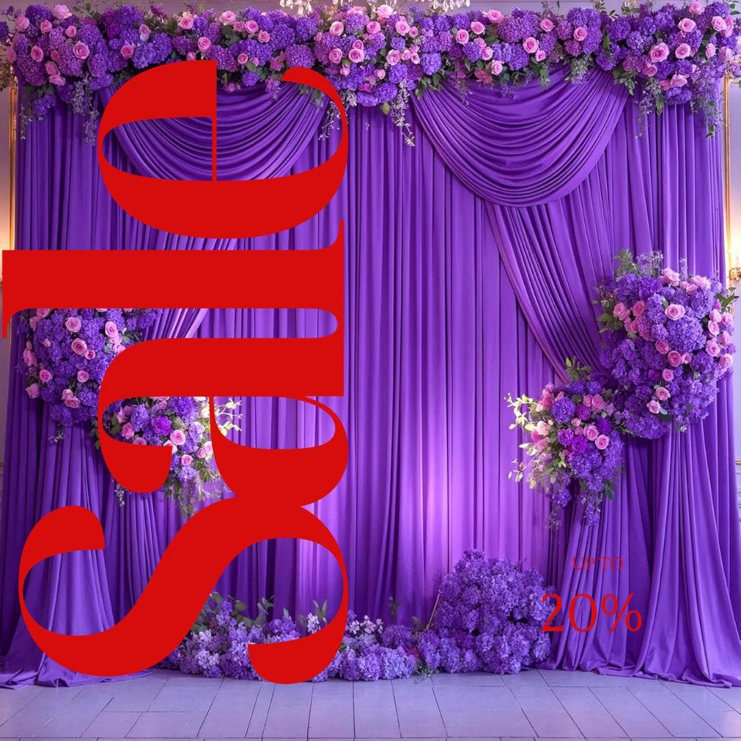 PURPLE - 5Ft x 15Ft Wrinkle Free Backdrop Curtains for Parties  - 4 Panels Silky Interlock Backdrop for Weddings Birthday Party Curtains