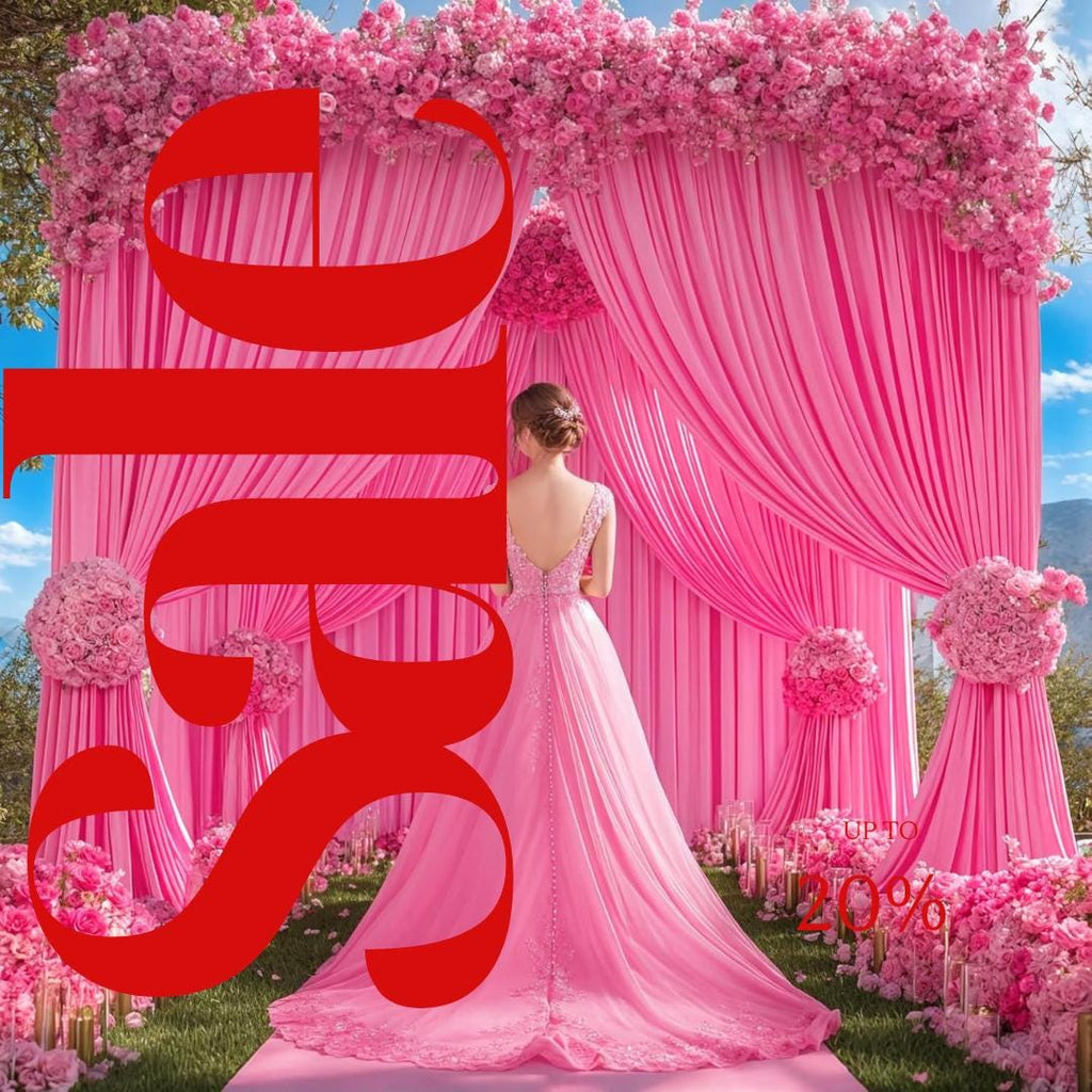 HOT PINK - 5Ft x 15 Ft Wrinkle Free Backdrop Curtains for Parties  - 4 Panels Silky Interlock Backdrop for Weddings Birthday Party Curtains