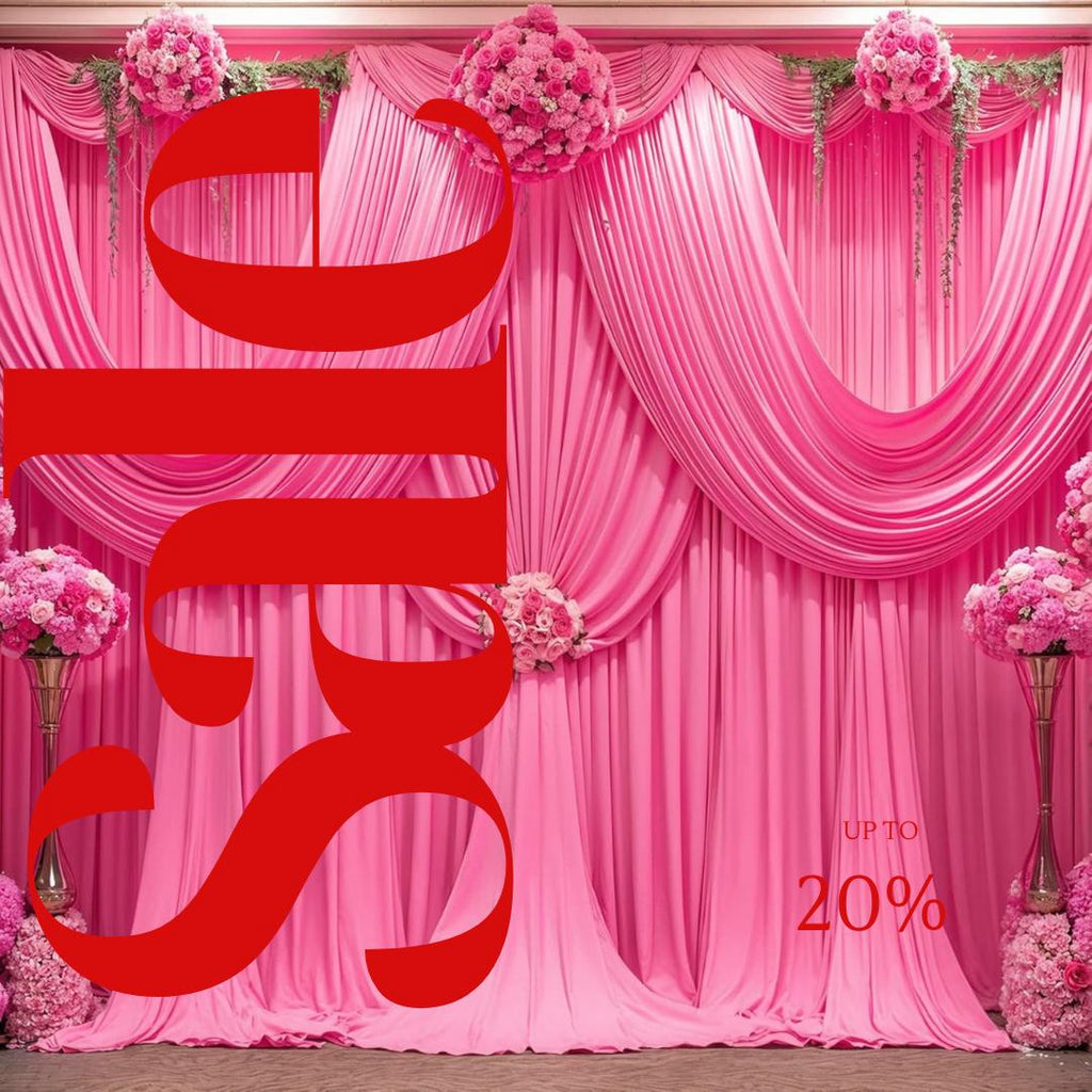 HOT PINK - 5Ft x 15 Ft Wrinkle Free Backdrop Curtains for Parties  - 4 Panels Silky Interlock Backdrop for Weddings Birthday Party Curtains