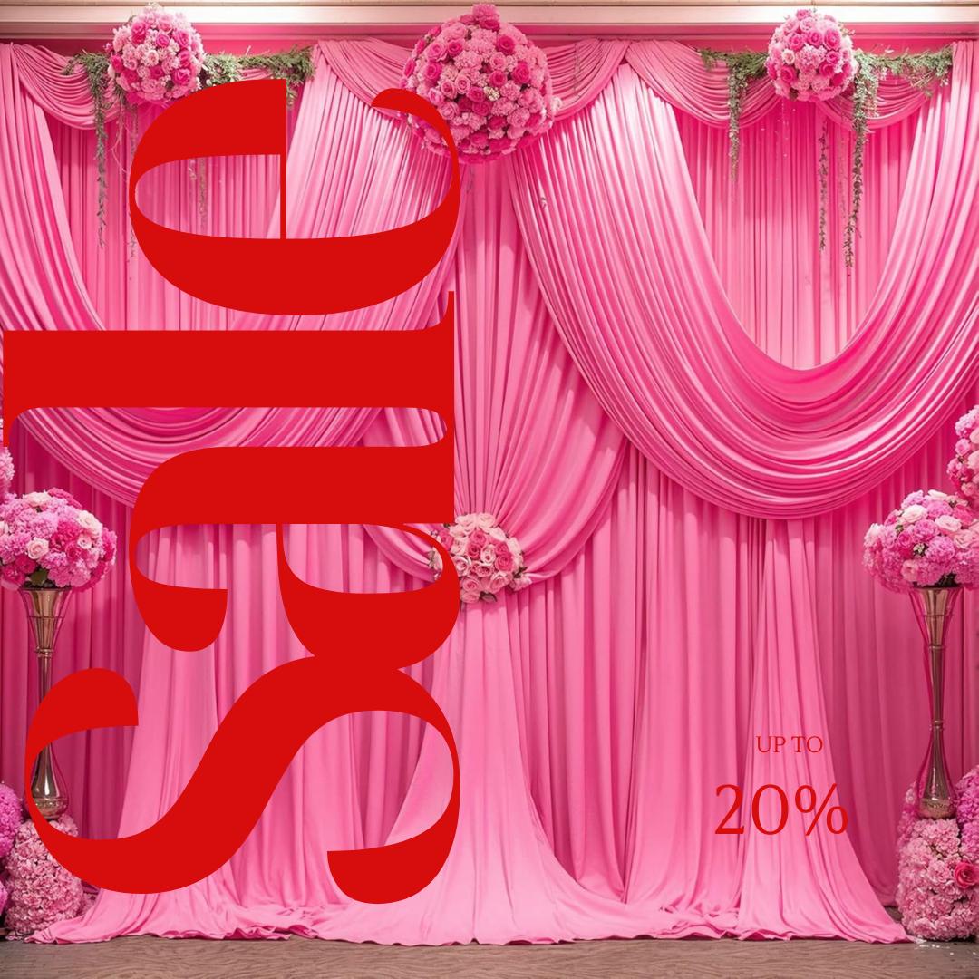 HOT PINK - 5Ft x 15 Ft Wrinkle Free Backdrop Curtains for Parties  - 4 Panels Silky Interlock Backdrop for Weddings Birthday Party Curtains