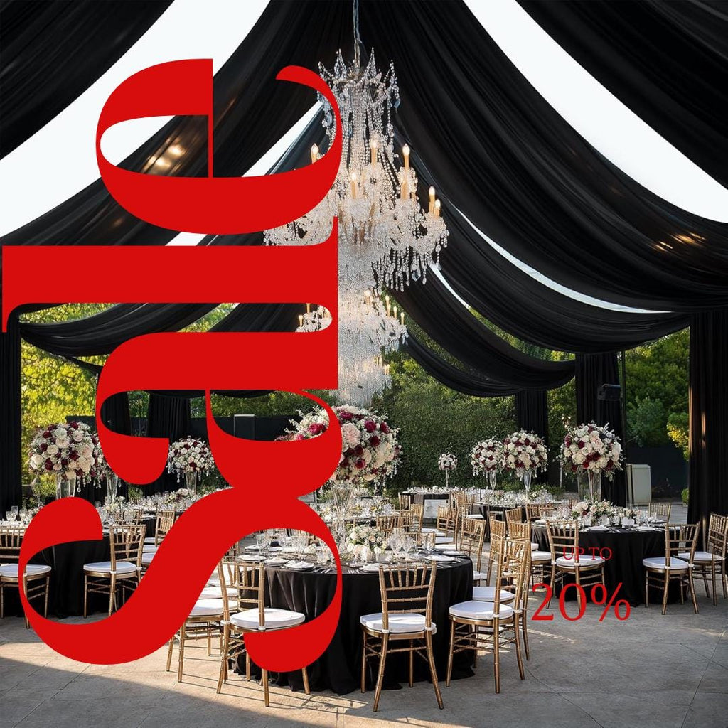 BLACK - 5' x 33 Ft Ceiling Drapes for Wedding Parties, Wrinkle Free Interlock Canopy Tent Draping Ceiling Curtains Arch Drapery for Events