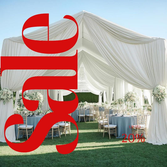 IVORY - 5' x 21 Ft Ceiling Drapes for Wedding Parties, Wrinkle Free Interlock Canopy Tent Draping Ceiling Curtains Arch Drapery for Events