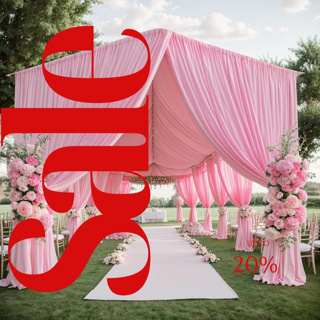 PINK - 5' x 21 Ft Ceiling Drapes for Wedding Parties, Wrinkle Free Interlock Canopy Tent Draping Ceiling Curtains Arch Drapery for Events