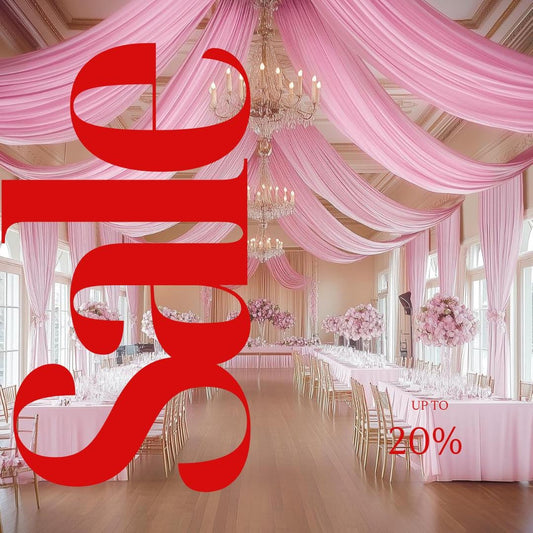 PINK - 5' x 33 Ft Ceiling Drapes for Wedding Parties, Wrinkle Free Interlock Canopy Tent Draping Ceiling Curtains Arch Drapery for Events