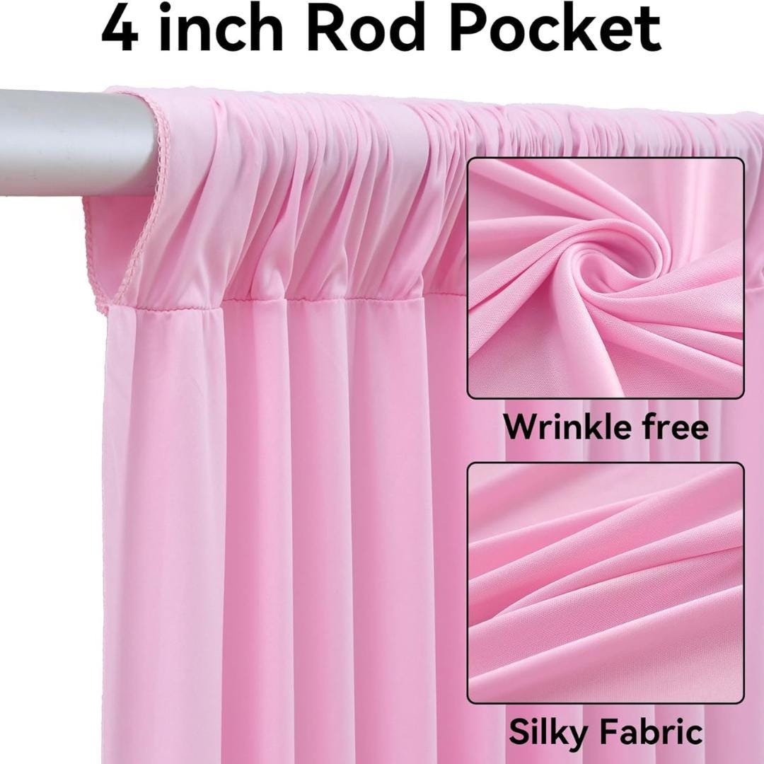 PINK - 5' x 33 Ft Ceiling Drapes for Wedding Parties, Wrinkle Free Interlock Canopy Tent Draping Ceiling Curtains Arch Drapery for Events